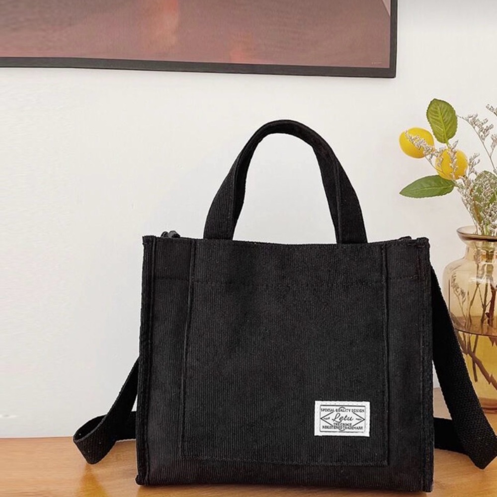 Fashion Nova Black Corduroy Tote Bag
